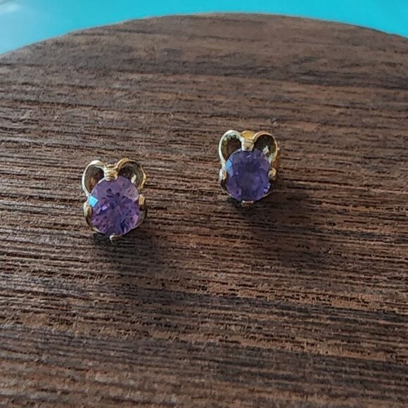 Boucles D'oreilles Vintage En Or 18K Avec Améthyste - Bijou Ancien Français Authentique